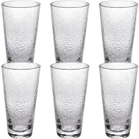 Wilmax England Hammered Glass - Gehamerde Glazen Bekers - 320 ml - Set van 6 - Transparant