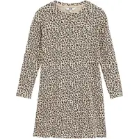 We fashion midi jurk - beige Meisjes Stretchkatoen Ronde hals Effen - maat 158/164