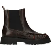 Manfield Donkerbruine leren chelsea boots | Maat 37