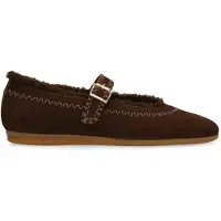 Manfield Donkerbruine suède ballerina's | Maat 41