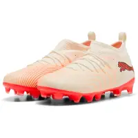 Puma Future 9 Match Gras / Kunstgras Voetbalschoenen (MG) Kids Gebroken Wit Zwart Roze