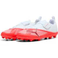 Puma Ultra 7 Play Velcro Gras / Kunstgras Voetbalschoenen (MG) Kids Wit Felrood Zwart