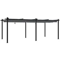 vidaXL Prieel met uittrekbaar dak 3x6 m aluminium antracietkleurig