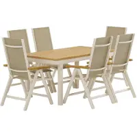 Ebuy24 Panama tuinmeubelset tafel met uitschuif 90x160cm naturel 6 stoelen beige.
