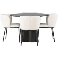 Ebuy24 Olivia eethoek eettafel mokka 4 stoelen bouclé wit.