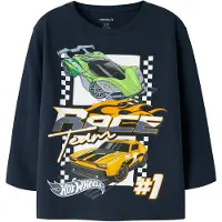 Name it Shirt 'NMMJunior Hotwheels' navy / grasgroen / oranje / wit