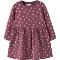 Name it MINI gebloemde sweatjurk - donkerrood Bloemen - maat 122