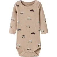 Name it BABY romper met print - lichtbruin Jongens Stretchkatoen Ronde hals - maat 80