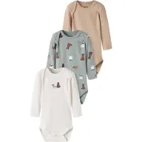 Name it Rompertje/body camel / bruin / jade groen / offwhite
