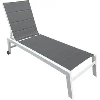 Happy Garden BARBADOS ligstoel in grijs textilene - wit aluminium