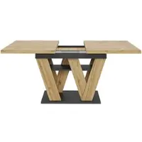 STILVORA Eettafel - Uittrekbare Tafel Met Opbergruimte En W-Vorm Poten - Voor Keuken En Woonkamer - MDF - 119-158,5x80x75 Cm - Zwart+Lichtbruin