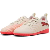 Puma Future 9 Play Zaalvoetbalschoenen (IN) Kids Gebroken Wit Zwart Roze