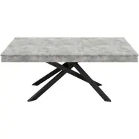 STILVORA Eettafel - Uitschuifbare Eettafel 140–180 cm Met 93 mm Dik Blad En Kruispoten - Geschikt Voor 6-8 Personen En Gezelschappen - MDF - Grijs