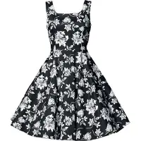 Belsira - Rockabilly Midi-jurk - Swing-Blumenkleid - S tot XL - voor Vrouwen - zwart - Maat M