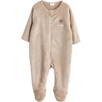 Next - Jongens - Fleece babypyjama met tweewegrits - Crème