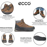 Ecco heren waterdichte zwarte beige leren buitenwandellaarzen - Byway 2.0