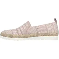 SKECHERS Espadrilles voor dames met dubbele elastische inzet en geweven bovenwerk, zonder veters (Roze)