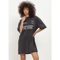 Alix The Label Dames Kleedjes Ladies Knitted Sleeveless Sporty T-shirt Dress - Donkergrijs - Maat XS