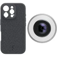 ShiftCam iPhone 16 Pro case Dark Grey Fabric + LensUltra 10x macro smartphone lens