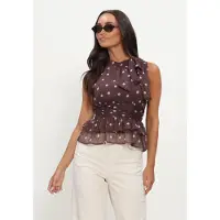Notre-V Dames Tops & T-shirts Ansol Big Dot Top - Bruin - Maat 34
