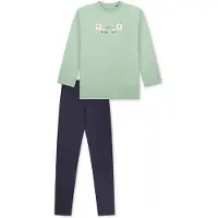 Schiesser Nachtkledij ' Nightwear ' donkerblauw / pastelgroen