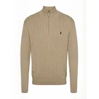 U.S. POLO ASSN. Trui ' UMRomeo Half-zip ' beige gemêleerd
