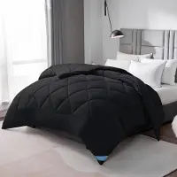 Famanu – Dekbed 135 x 200 cm, 4 seizoenen, microvezel, ademend, zwart