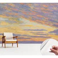 Wallfluent Zelfklevend Behang - Pastelkleurige hemel Zelfklevend fotobehang - 312x250 cm - Paars Zelfklevend Behang - Plakklare achterzijde - Voor de slaapkamer, woonkamer en hal Zelfklevend Behang