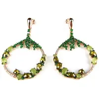 Sophie Zilveren oorringen roos goud verguld Model Green Love zilveren oorringen oorbellen roos goud verguld gezet met groene stenen en cubic zirconia