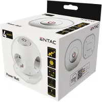 Entac verlengsnoer - Power Ball - Stekkerdoos - 4 Randaarde Stopcontacten - Schakelaar - 1.5m snoer 3x1.5mm2