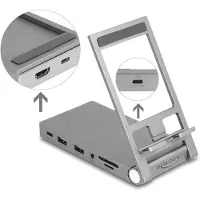 DeLOCK Tablet und Notebook Dockingstation 4K mit integrierter Halterung - HDMI / USB / Hub / SD / Micro SD / PD 3.0 - foldable