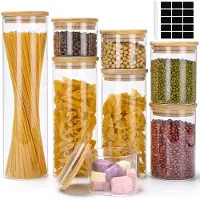 Markenlos – Glazen voorraadpotten met deksel, set van 8 stuks, luchtdicht en van borosilicaatglas, ideaal voor koffiebonen, granen en noten