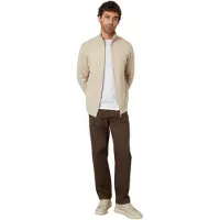 Threadbare Wynnstay gebreid herenvest met doorlopende ritssluiting (Havermelk)