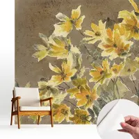Wallfluent Zelfklevend Behang - Zonnig boeket Zelfklevend fotobehang - 250x250 cm - Bruin Zelfklevend Behang - Herpositioneerbaar - Voor de slaapkamer, woonkamer en hal Zelfklevend Behang