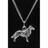 MOOYE ® - Collectie Zilveren Australische shepherd met staart ketting hanger - groot