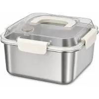 VHV - RVS Vershouddoos 3000 ml - Luchtdichte Lunchbox met Handvat en Ventiel - Voor Werk, Picknick en Bewaren - Zilver