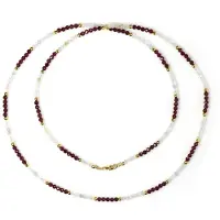 Cavill - 925 Sterling Zilver Halsketting - 21,35 ct Nigeriaanse Beril & 36,61 ct Mozambique Granaat - Elegante Gelaagde Edelstenen - 80 cm Ketting