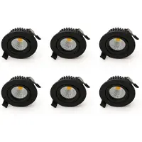 LedLoket Bundel | 6x LED Inbouwspot | VARDA | 6W | CCT-Switch of Dim2Warm | Rond | Zwart | Lage inbouw diepte | Dim to Warm