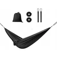 Ikonka Zwarte campinghangmat 260cm, 120kg, inclusief montageset
