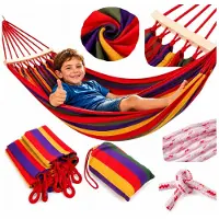 Norimpex Kleurrijke Eenpersoons Hangmat voor Kinderen 190x80cm met Spreidstok