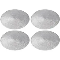 Cepewa 12x stuks ronde placemats zilver polypropeen 38 cm - Placemats/onderleggers - Tafeldecoratie