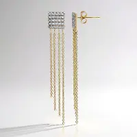 Cavill - Zilveren Oorbellen met 0,5 Ct Witte Topaas - 925 Sterling Zilver Verguld - Elegante Cascade Oorbellen - Luxueuze Sieraden Dames