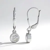 Cavill - Zilveren Oorbellen met 0,94 ct Mexicaanse Danburiet - 925 Sterling Zilver - Platina Verguld - Ronde Edelsteen Bezel - Elegante Damessieraden