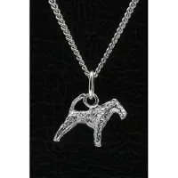 MOOYE ® - Collectie Zilveren Lakeland terrier met staart ketting hanger - klein