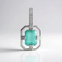 Cavill - 925 Sterling Zilver Hanger - 1,392 ct Colombiaanse Achthoekige Smaragd - Zirkonen - Elegante Luxe Dames Sieraden