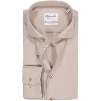 Michaelis slim fit heren overhemd - twill - beige - Strijkvrij - Boordmaat: 43 (EU maat: XL)