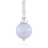 Cavill - 925 Sterling Zilver Platina Gecoate Hanger - Blauwe Kant Agaat 3,195 Ct - Ronde Mexicaanse Agaat - Elegante Blauw Sieraden Dames