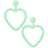 Yehwang Mint Statement Oorbellen Hart Candy - Hartvormige Oorbellen Steentjes - Trendy Kleurrijke Oorbellen - Mint Groen