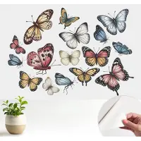 Wallfluent Zelfklevend Behang - Paradijsvlinders Zelfklevend fotobehang - 104x70 cm - Wit Zelfklevend Behang - Herpositioneerbaar - Voor de slaapkamer, woonkamer en hal Zelfklevend Behang