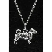 MOOYE ® - Collectie Zilveren Jack russell terrier ruwhaar met staart ketting hanger - groot